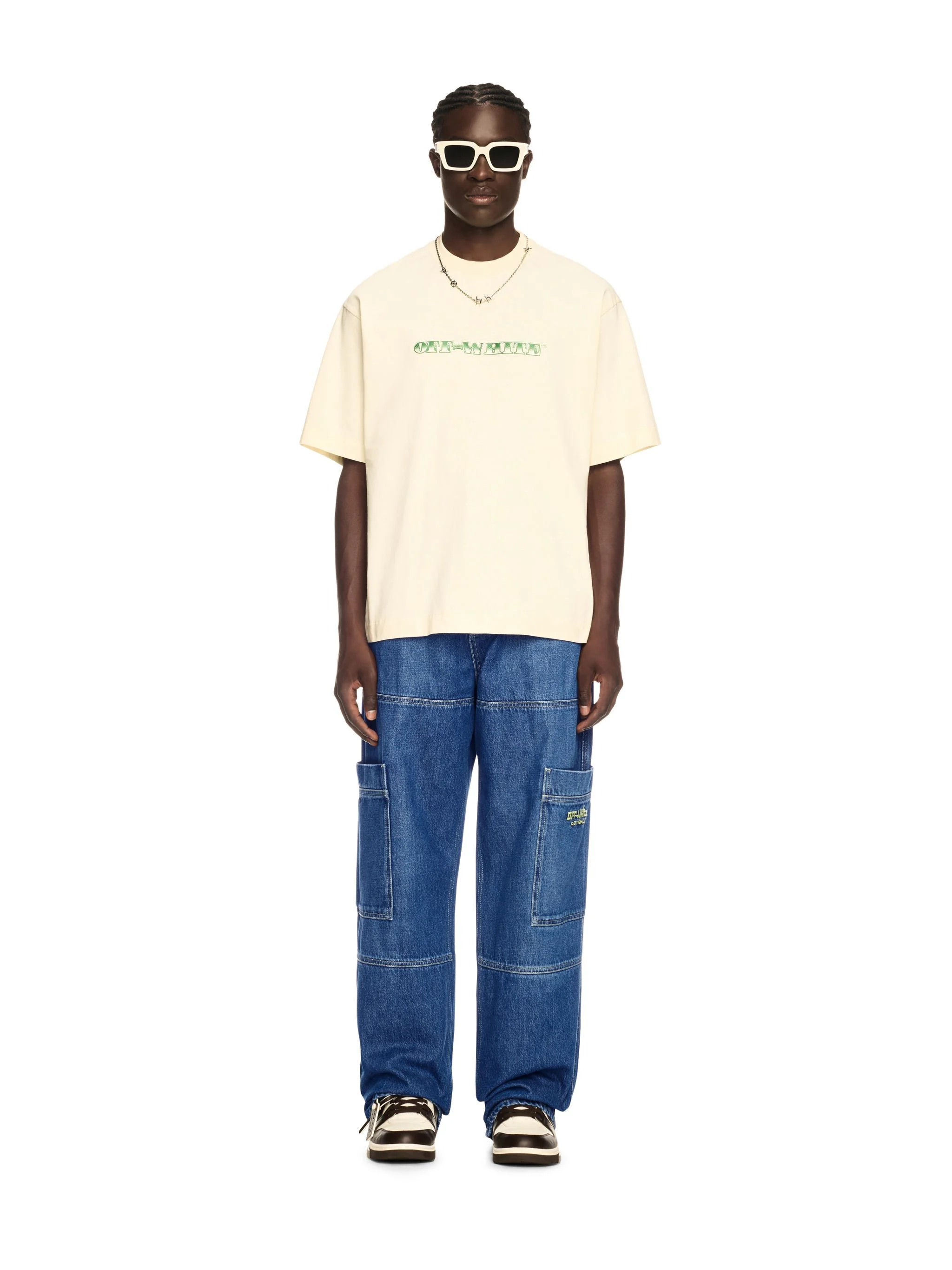 Blue Irregular Cargo Jeans