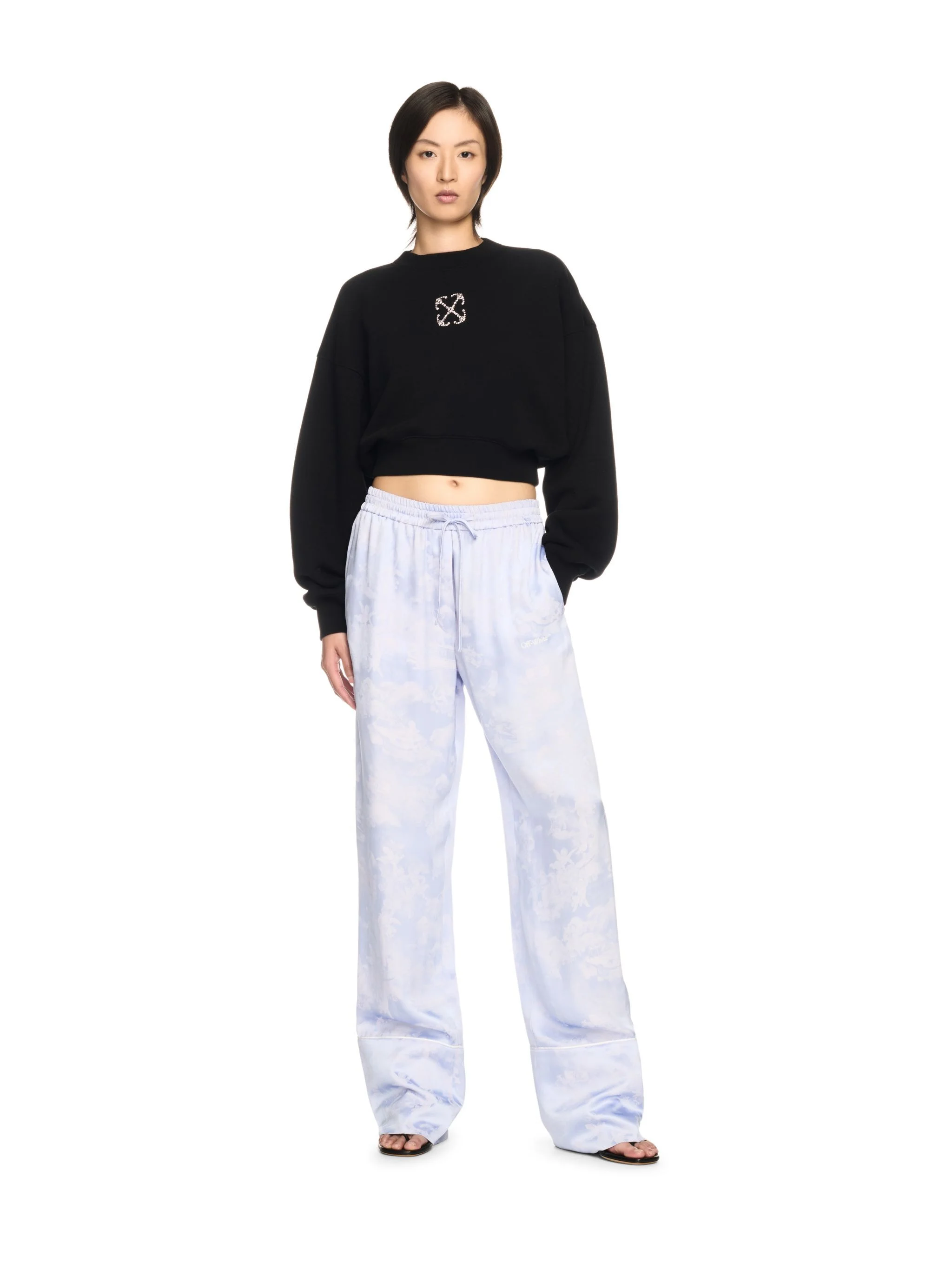 Jewel Mini Arrow Crop Crew Black - Silve