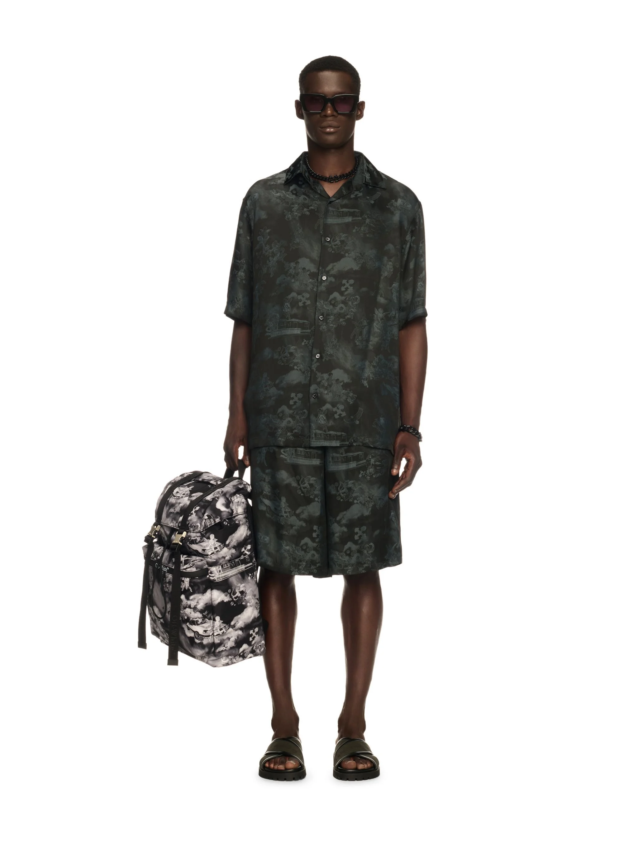 Black Jacquard Fresco Bowling Shirt