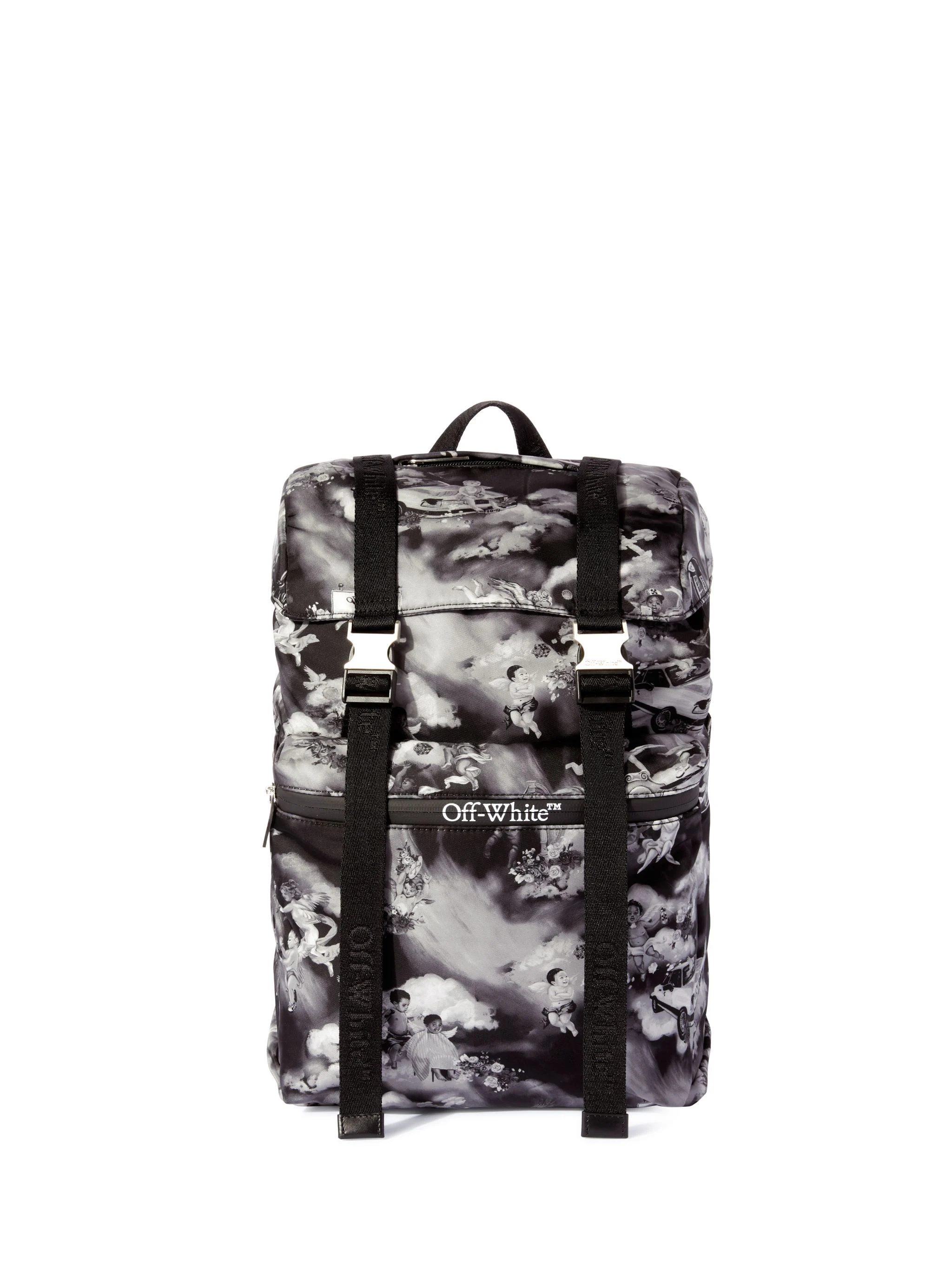 Black Fresco Print Outdoor Backpack
