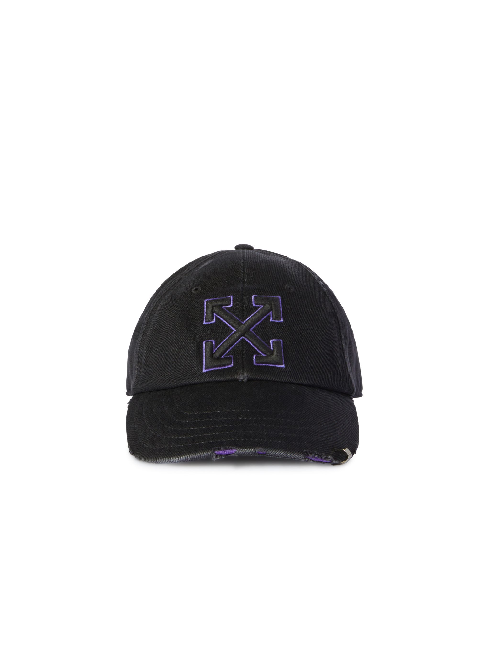 Distressed Denim Baseball Cap Black