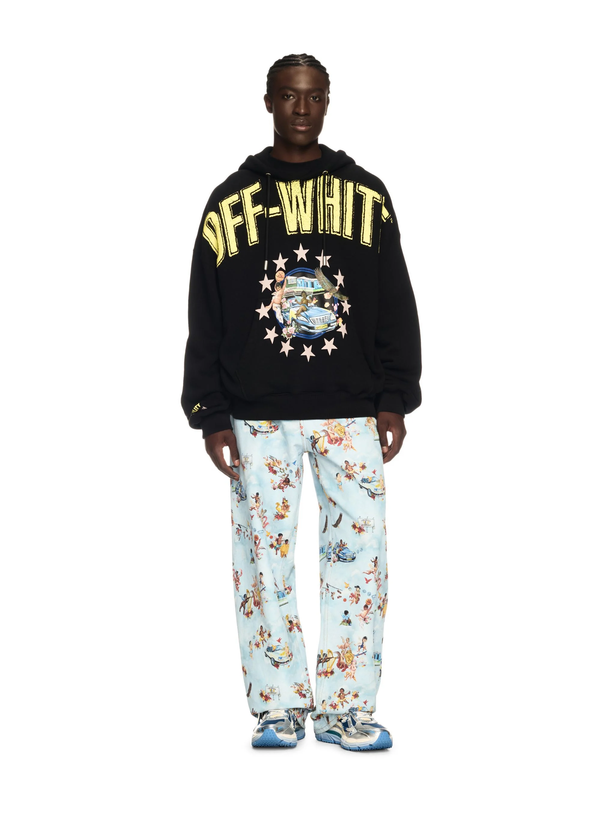 Fresco Star Over Hoodie Black - Light Ye