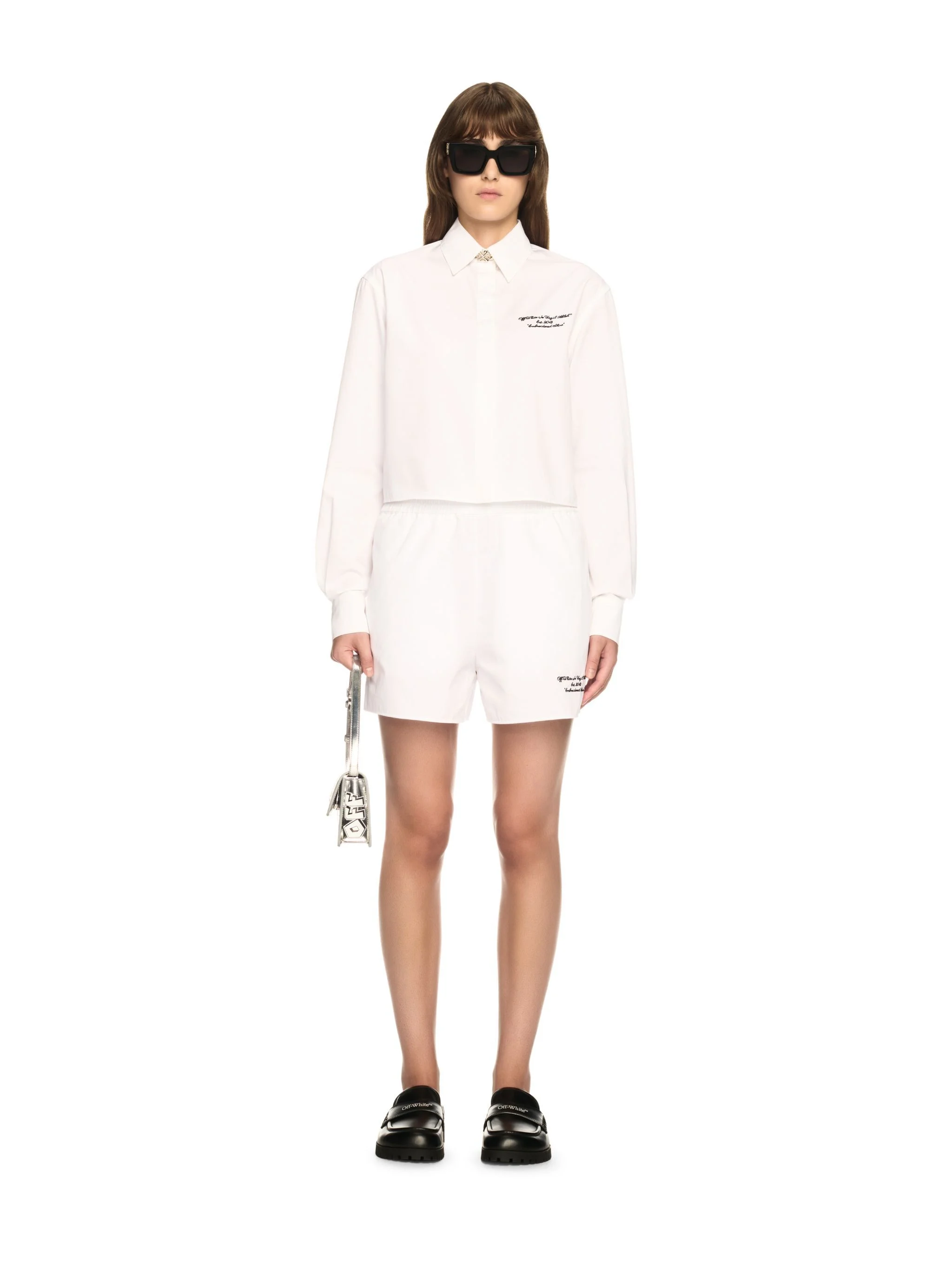 White Poplin Boxy Long-Sleeved Shirt